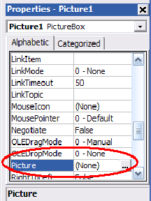 Visual Basic: простейшая программка просмотра изображений (VB: PictureBox, Picture, DirListBox, FileListBox).